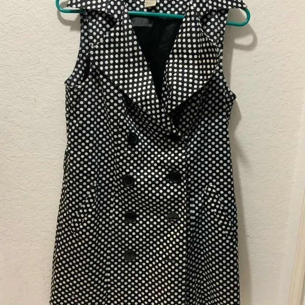 Vertigo Paris - Vintage Black and White Pinafore Tie Front Mini Dress size M